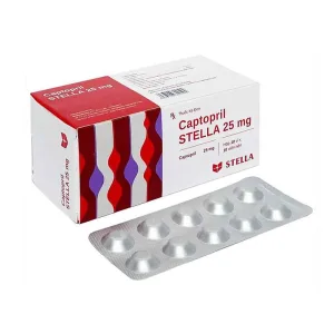 Captopril Stella 25mg - Điều trị tăng huyết áp, suy tim, nhồi máu cơ tim (10 vỉ x 10 viên)